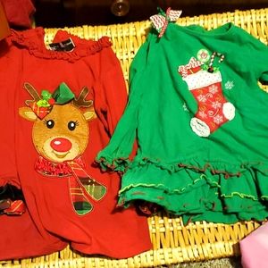 2 kids christmas dresses/tops